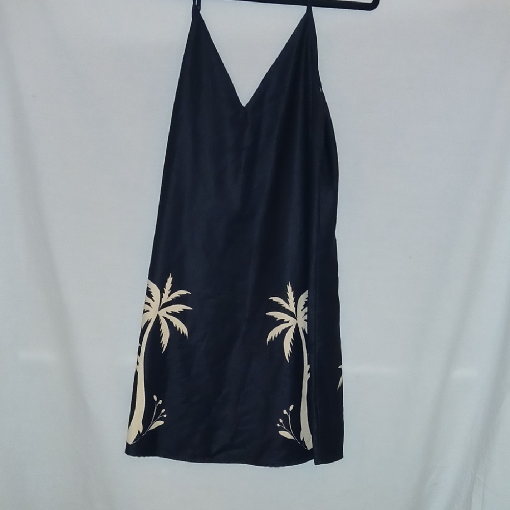 Cupshe Black Swimsuit Coverup  with Cream Palm Accents